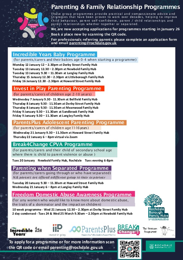 Promotion flyer for jan26 programmes